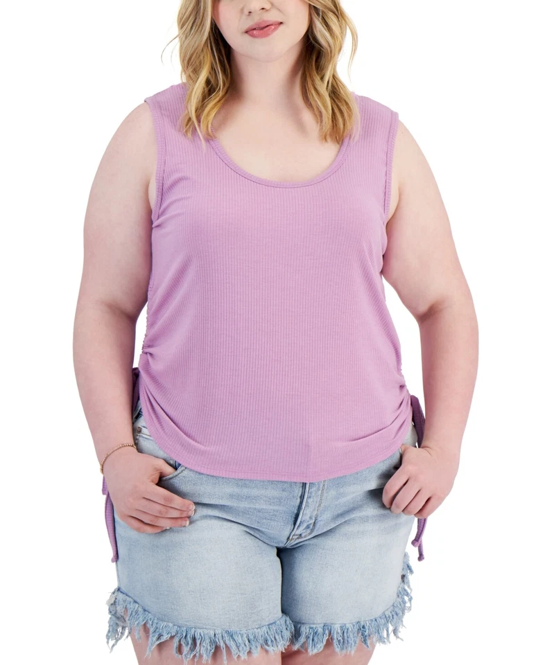 LOVE, FIRE Juniors' Plus Size 2X African Violet Side Rushed Drawstring Tank Top - Image 1 of 1