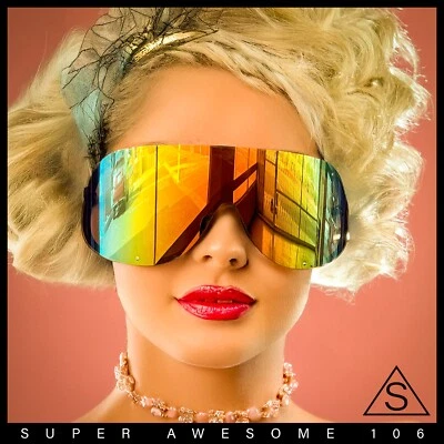 Gafas de sol deportivas robóticas con escudo curvo extra grande de los años 80 Foto 1 de 3