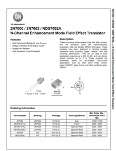 20pcs 2N7002 - ON Semiconductor - MOSFET NCHAN Enhance MOSFET - Foto 1 di 2