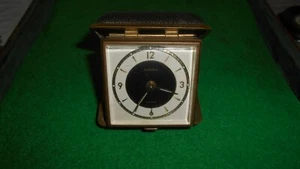 EUROPE Folding travel alarm clock in black synthetic leather case - Picture 1 of 7