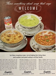 Campbell's Soup 1946 Vintage LIFE Print Ad Scotch Broth Asparagus Chicken Gumbo - Picture 1 of 10