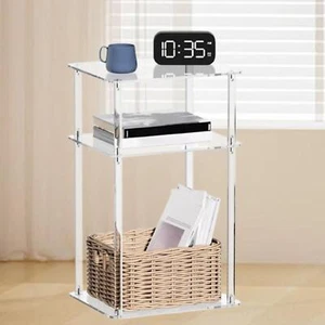 Clear NightStand Storage Shelf Acrylic Small Table Modern 3 Tier End Table - Picture 1 of 5