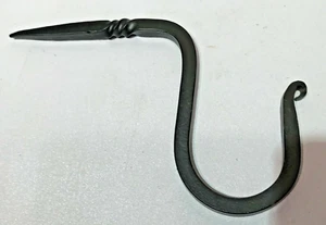 1 Black Wrought Iron 5.5" Drive in Nail Spike Wall Hook Rustic Antique Style New - Picture 1 of 7