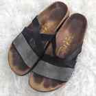 Women's Birkenstock Papillio Black Silver Sandals Size 8 Cosmo