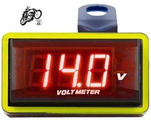 12V Waterproof Motorcycle Voltmeter w/Mirror Mount - Picture 1 of 5
