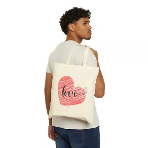 Cotton Canvas Tote Bag/ Love and Valentines gift for her - Picture 1 of 5