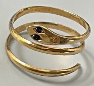 Bague Serpent Plaqué Or T 56 yeux en verre - Picture 1 of 6