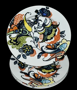 HTF Anthropologie Set Of 4 Multicolor Floral Paisley 10-5/8" Dinner Plates - Picture 1 of 5