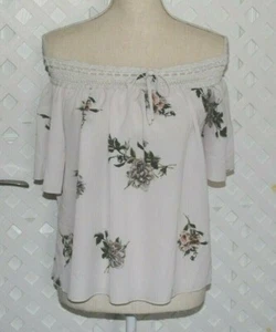 STYLE RACK Women's Medium Floral Off the Shoulder Short Sleeve Blouse Made in LA - Picture 1 of 4