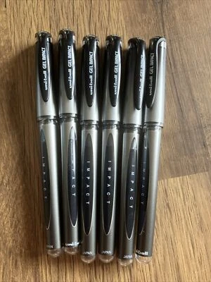Uni-Ball Gel Impact 1.0mm/0.6mm Line Black Rollerball, UM-153S ( 744771 ) 6 PENS