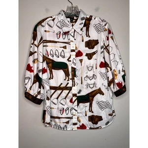 Lauren Ralph Lauren Reitsport Pferde Gebiss Trense Old Money Hemd mit Knopfleiste L - Bild 1 von 4