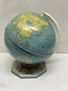 Vintage 9” Tin J Chein & Co Space Flight Countries Flags - Picture 1 of 7