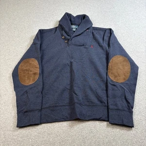 Polo Ralph Lauren Sweater Mens Medium Shawl Collar Elbow Patch Academia Heritage - Picture 1 of 9