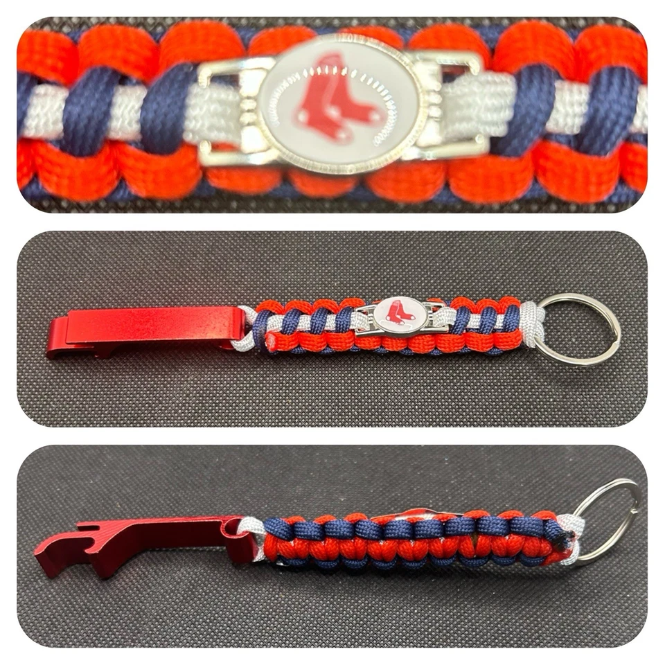 Boston Red Sox Inspired Paracord/Survival Keychain With Bottle Opener - Image 1 of 1