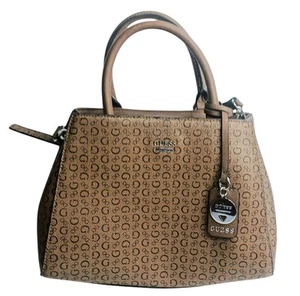 Guess Los Angeles Handbag Brown Tan Purse Satchel Designer Logo Bag Crossbody - Picture 1 of 11