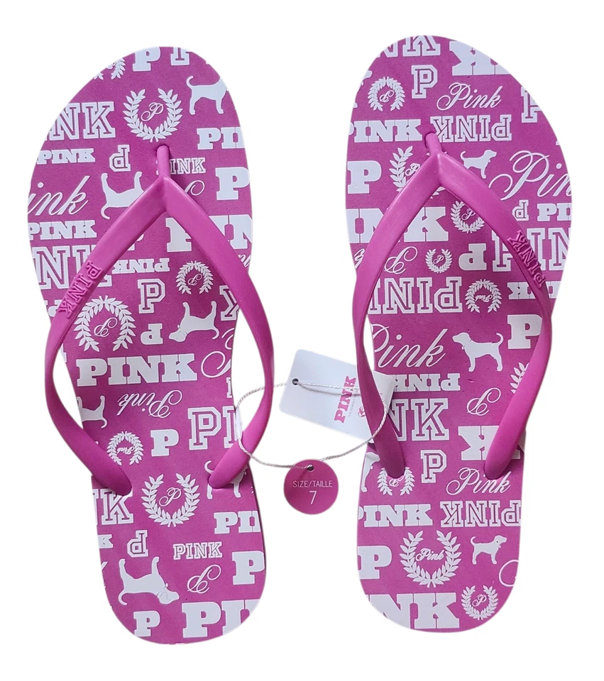 Chanclas Victoria Secret Rosa NUEVAS, TALLA 7 Logo Rosa Caliente Foto 1 de 1