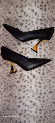 Nuevos zapatos de tacón alto Katy Perry The Laterr negros y dorados con punta para mujer talla 8 Foto 1 de 4