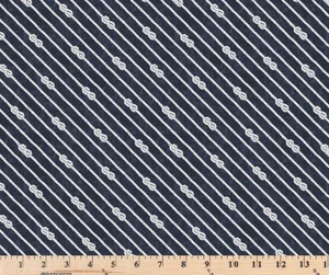 Bon Voyage Navy Perfect Knots Diagonal Stripe CX10846-NAVY Fabric By half yard - Picture 1 of 4