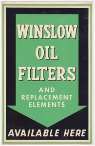 Calcomanía de ventana publicitaria vintage Winslow Oil Company Hertford NC filtros automáticos - Imagen 1 de 2