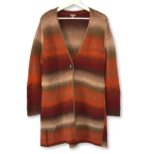 J.Jill Strickjacke ombre gestreift mittel orange braun langarm ein Knopf Boho - Bild 1 von 15