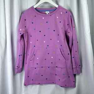 Mini Boden Kid’s Multi Star Pink Sweatshirt Tunic Dress Size 13-14 - Picture 1 of 13
