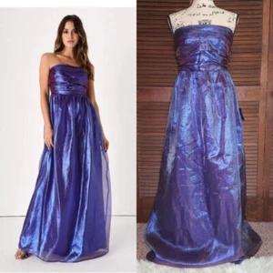 New Lulus Beyond Precious Iridescent Blue Purple Strapless Organza Gown Size M - Picture 1 of 11