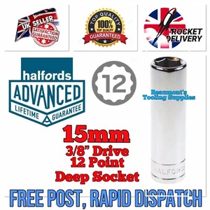 Halfords Advanced Professional 15mm Deep Socket 3/8 Drive 12 Point *Free Post* - Picture 1 of 2