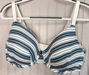 Cacique Womens TSHIRT BRA 40DD Blue White Stripe Light Line Lane Bryant Wire NEW - Picture 1 of 7