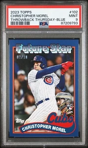 2023 Topps Throwback Thursday Blue #2/10 #102 Christopher Morel RC PSA 9 Pop 1 - Picture 1 of 2
