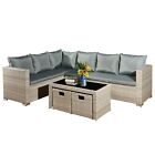 Acorn Living Rattan Garden Furniture 8 Seater, Lounge Corner Sofa Sets with 2 St