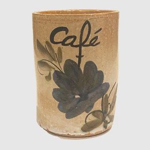 Jarro de gres floral vintage CAFE campo francés 5,25"" H x 4"" W - Imagen 1 de 7