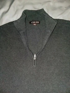 MICHAEL KORS MK Mens MIDNIGHT GRAY 1/4 Zip Sweater 100% Cotton Extra Large XL - Picture 1 of 8