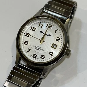 Sharp Quartz Analog Watch SHP2054 Stretch Band Date 36.5mm Case Runs Great - Picture 1 of 9