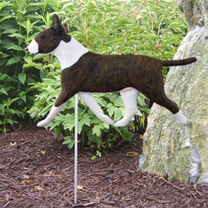 Bull Terrier Outdoor Garden Sign Hand Painted Figure White with Patch - Picture 1 of 1