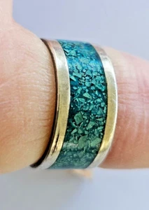 VINTAGE ALTER RING STERLINGSILBER 925 TÜRKIS INTARSIEN GR. 4,75 SIEHE BESCHREIBUNG - Bild 1 von 6