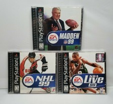 1999 PS1 3 GAME LOT Madden NFL 99 - NHL 99 - NBA LIVE 99 - TESTED AND WORKS!