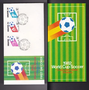 FUNDA SELLOS SINGAPUR FDC 8/09/1982 COPA DEL MUNDO con FOLLETO - Imagen 1 de 3