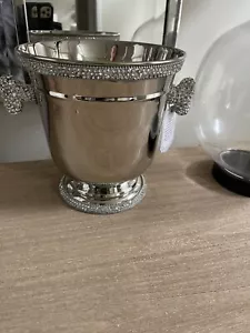 Tahari Home Silver Champagne Ice Bucket Wine Chiller Crystal Trims ~ New ~ - Picture 1 of 5