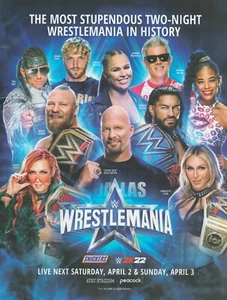 Anuncio impreso Restalmania 2022 Stone Cold Steve Austin Lesnar Flair lucha libre WWE - Imagen 1 de 1