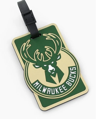 Milwaukee Bucks Rubber Bag Tag, NBA Licensed Luggage Tag Cover