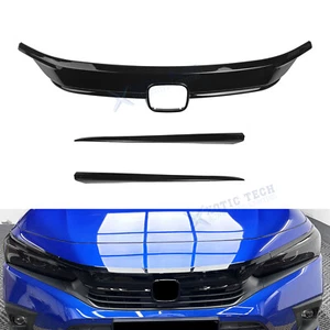 Para Honda Civic 11a Generación Negro Brillante Rejilla Frontal Protectora Labial Cubierta 3X - Imagen 1 de 12
