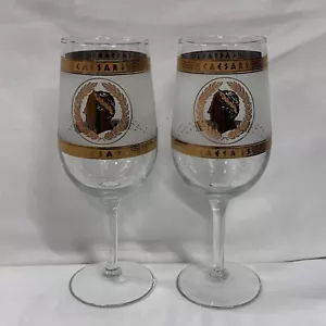 Pair of Ceasars Palace Wine Goblet Gold Accents 7 3/4”H - Picture 1 of 8
