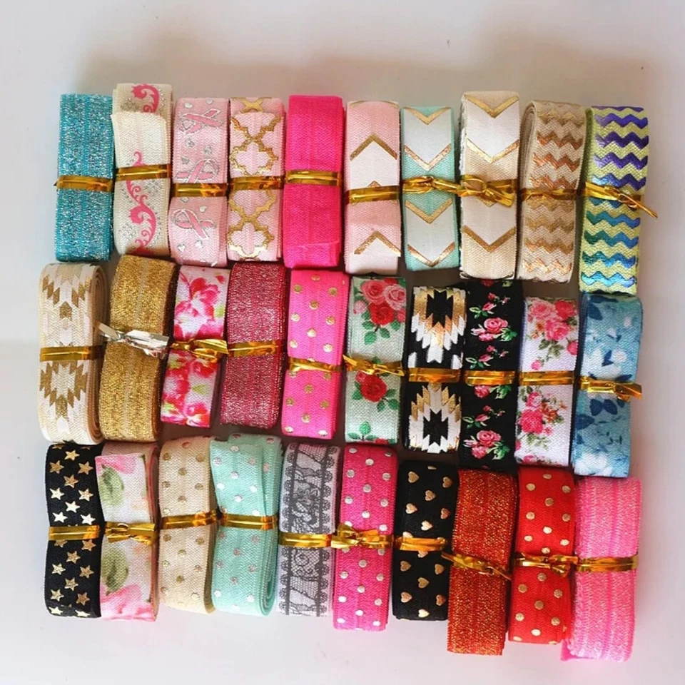 5/8" 10 yard mix WHOLESALE printed and solid FOE STYLES CHOSEN AT RANDOM - Image 1 of 1