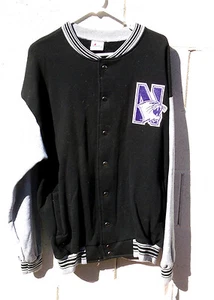 Northwestern WILDCATS Clubhouse Varsity Jacket M L XL NWT Majestic Black USA - Picture 1 of 2