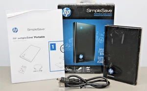 HP SimpleSave SD320A Black 320GB USB 2.0 Portable 2.5" Ext. Hard Drive W/ Cable - Picture 1 of 8