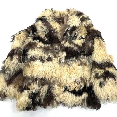 Vintage 70s Brandeis Furs Womens Shaggy Curly Lamb Penny Lane Coat Jacket - Image 1 of 4