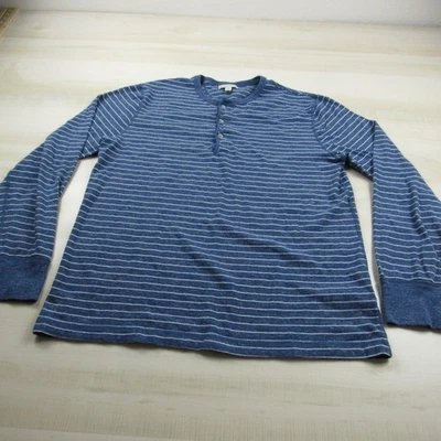 Camisa J Crew Para Hombre Grande Azul Rayas Calce Ajustado Henley Algodón Manga Larga Náutica Foto 1 de 4