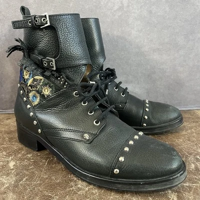 Zapatos Prialpas Vintage Mujer 39 Negro Bordado Tachuelas Florales Botas **Ver Desc** Foto 1 de 4