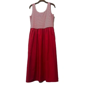 Talbots Mixed Media Popeline Midi Kleid Damen Large rot Modal gestreift maritim - Bild 1 von 8