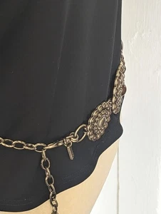 Chico’s goldfarbener Kettengliedergürtel Blumen Medaillon Cabochon Boho Hüfte Taille - Bild 1 von 3